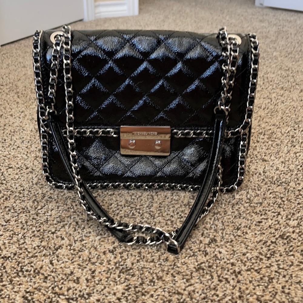 Black and silver chain MK bag